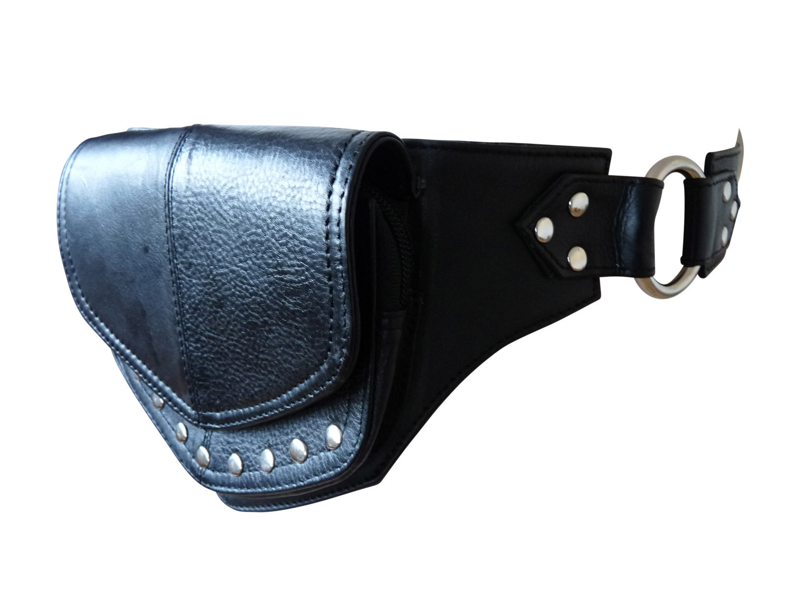 Black Studded Leather Belt RL218K