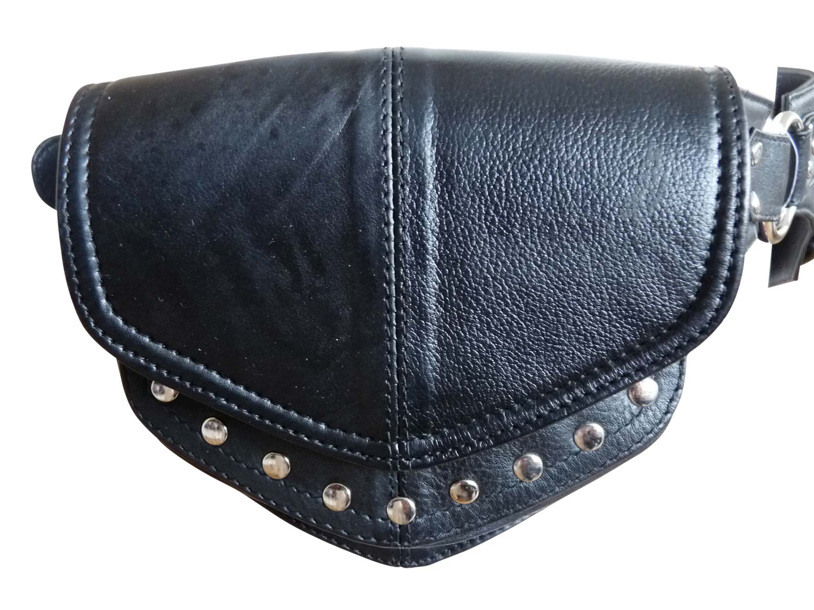Black Studded Leather Belt RL218Kf
