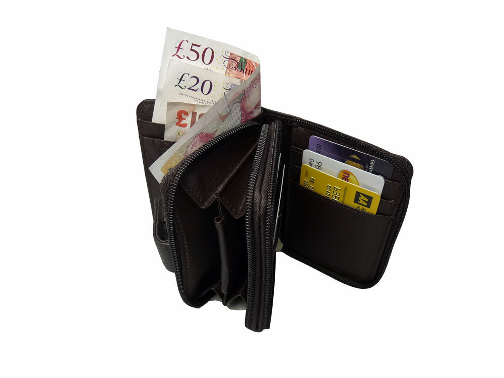 Ladies Leather Black Coin Purse with 6 Card Slots 7 Bags 7Bags
