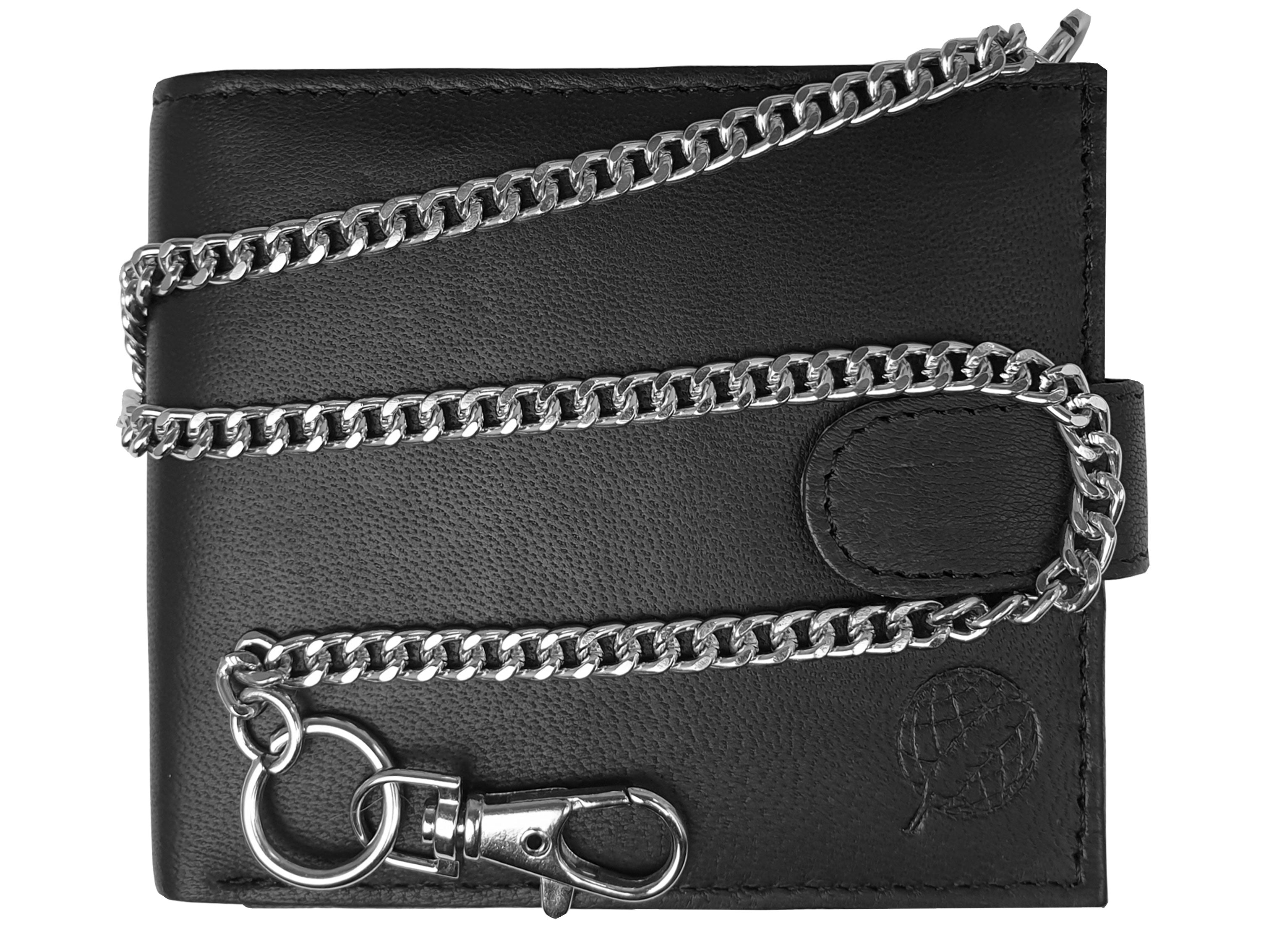 Leather Men's Chained Wallet, RFID Protected Card Slots, Coin Pocket Mans Gift