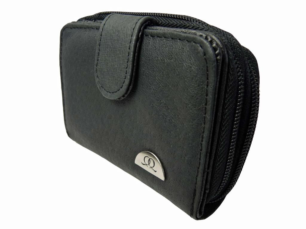 Ladies Leather Black Coin Purse with 6 Card Slots 7 Bags 7Bags